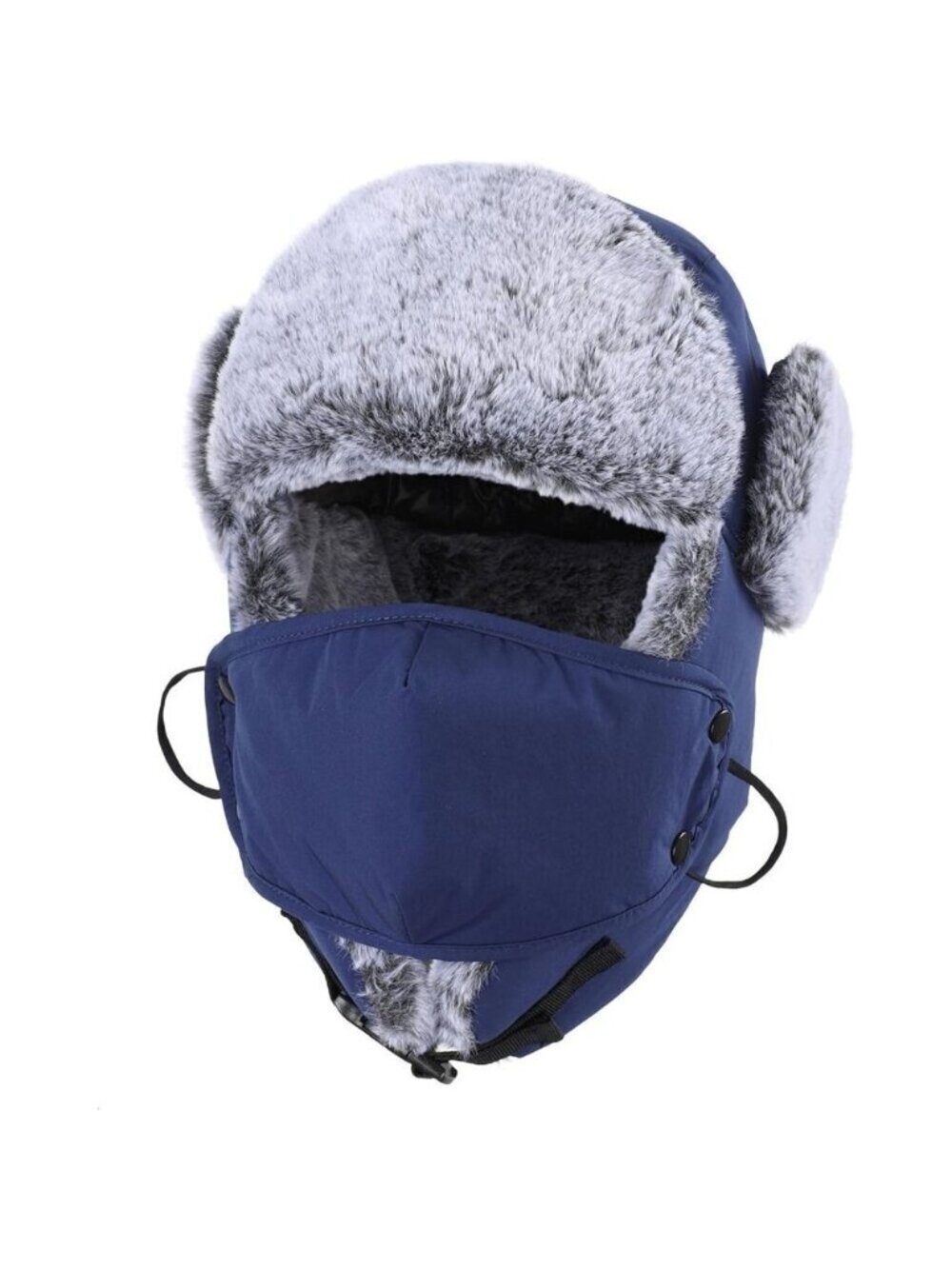 Faux Fur Lined Winter Trapper Hat with Face Mask for Men Women Cold Outdoor Use